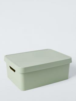 John Lewis Stackable Plastic Storage Box with Lid, Medium, Sage