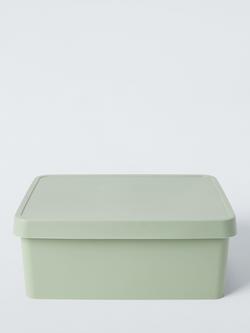 John Lewis Stackable Plastic Storage Box with Lid, Medium - view 2, Sage
