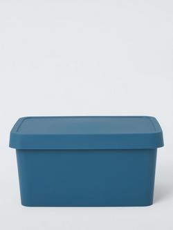 John Lewis Stackable Plastic Storage Box with Lid, Small - view 2, Blue