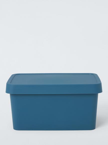 John Lewis Stackable Plastic Storage Box with Lid, Small - view 2, Blue