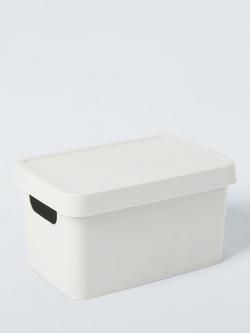 John Lewis Stackable Plastic Storage Box with Lid, Small, Ecru