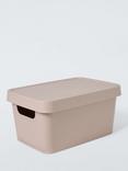 John Lewis Stackable Plastic Storage Box with Lid, Small, Putty