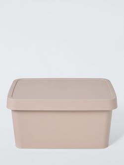 John Lewis Stackable Plastic Storage Box with Lid, Small - view 2, Putty