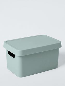 John Lewis Stackable Plastic Storage Box with Lid, Small, Sage