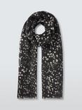 John Lewis Spot Print Pleated Wool & Cotton Blend Scarf, Black/Multi