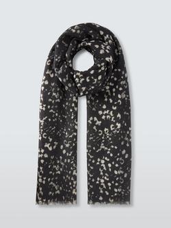 John Lewis Spot Print Pleated Wool & Cotton Blend Scarf, Black/Multi - view 2, Black/Multi