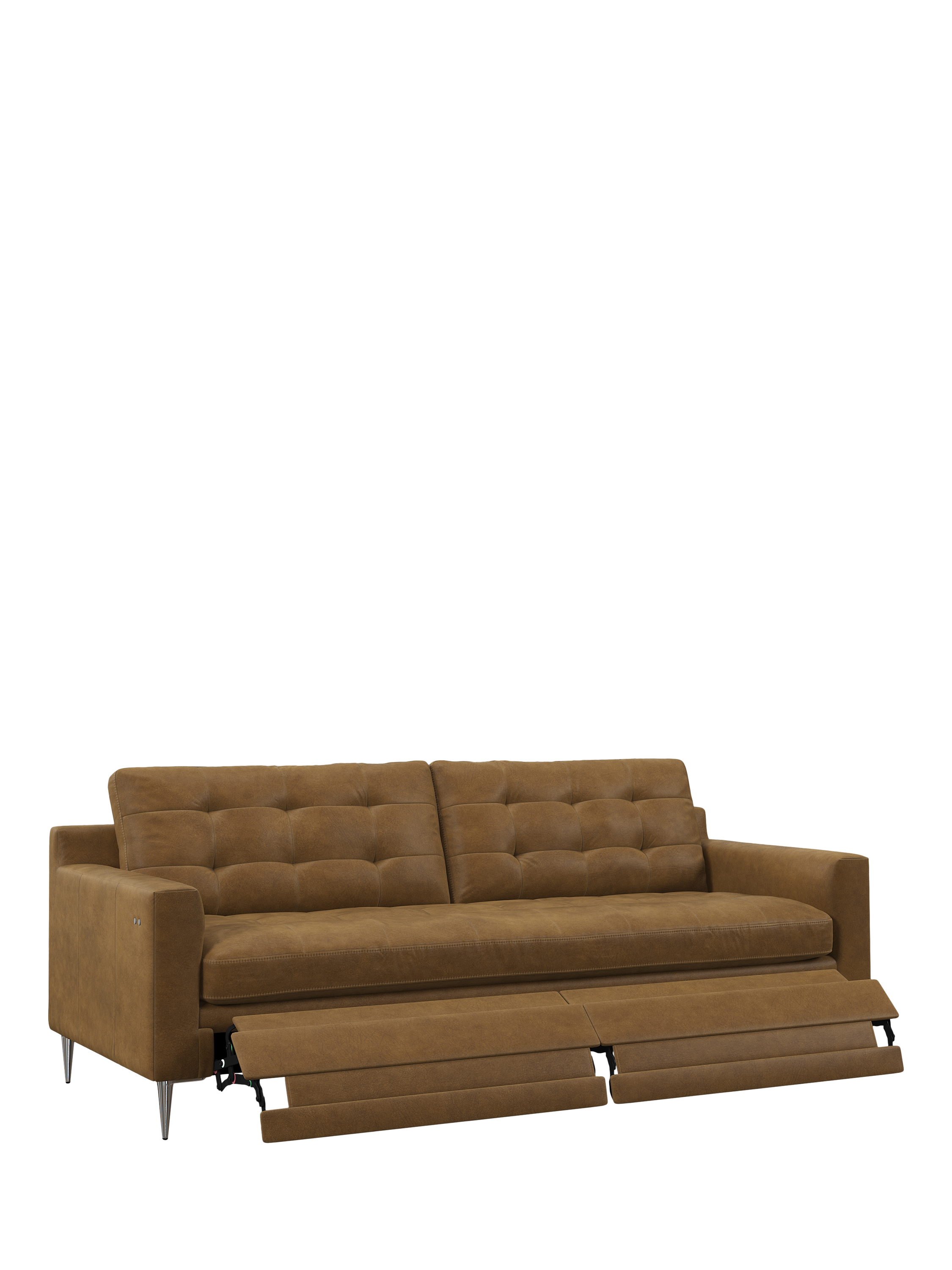 Draper II Range, John Lewis Draper II Motion Leather Large 3 Seater Sofa, Metal Leg, Demetra Light Tan