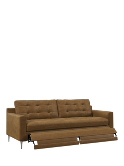 John Lewis Draper II Motion Leather Large 3 Seater Sofa, Metal Leg, Demetra Light Tan, Demetra Light Tan