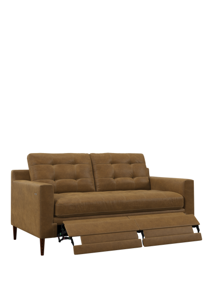 John Lewis Draper II Motion Medium 2 Seater Leather Sofa, Dark Leg, Demetra Light Tan