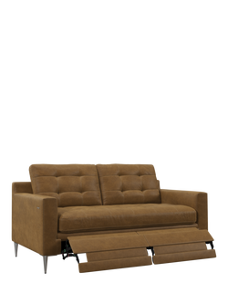 John Lewis Draper II Motion Medium 2 Seater Leather Sofa, Metal Leg, Demetra Light Tan