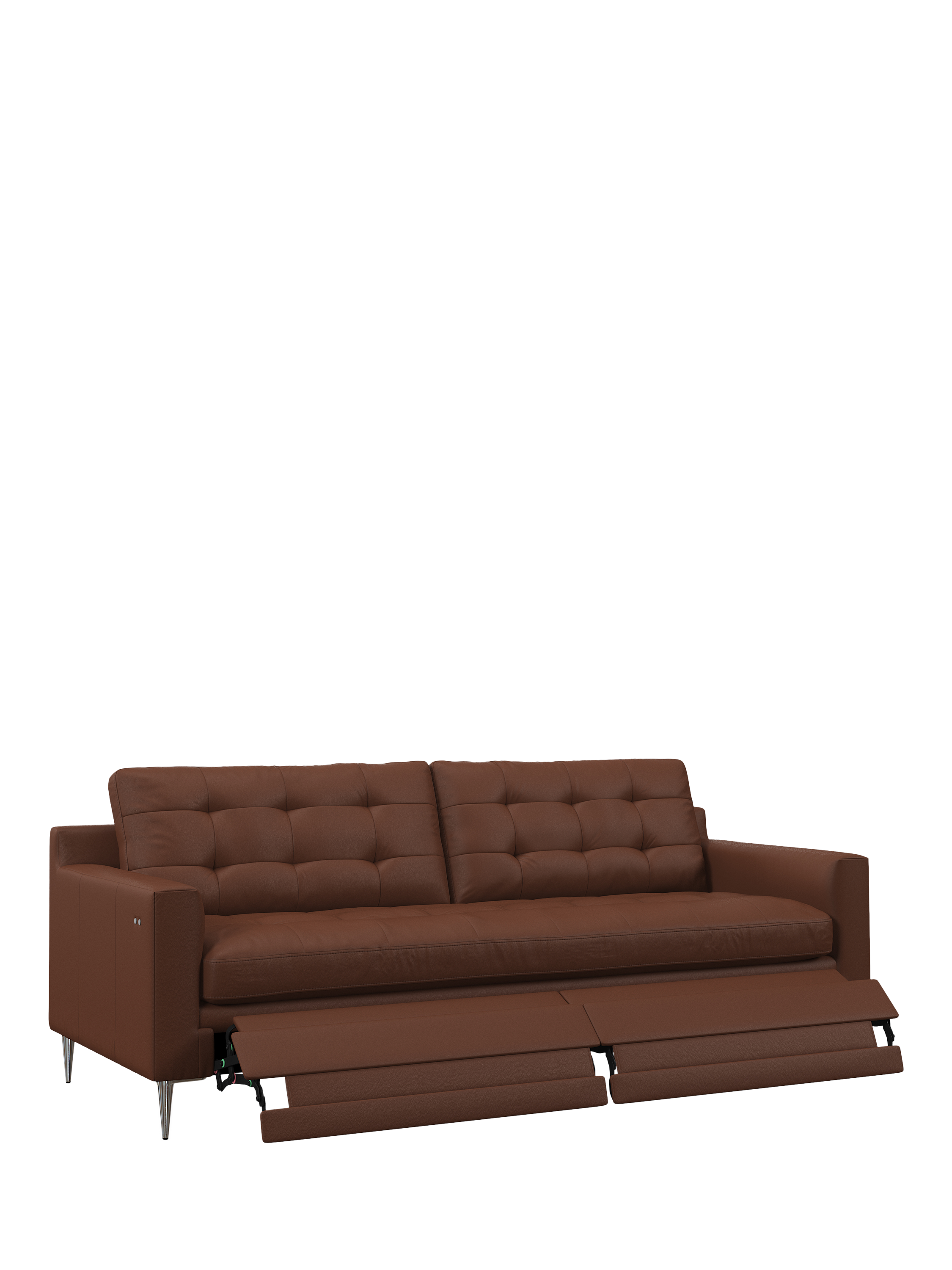 Draper II Range, John Lewis Draper II Motion Large 3 Seater Leather Sofa, Metal Leg, Matt Chestnut