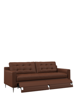 John Lewis Draper II Motion Large 3 Seater Leather Sofa, Metal Leg, Matt Chestnut