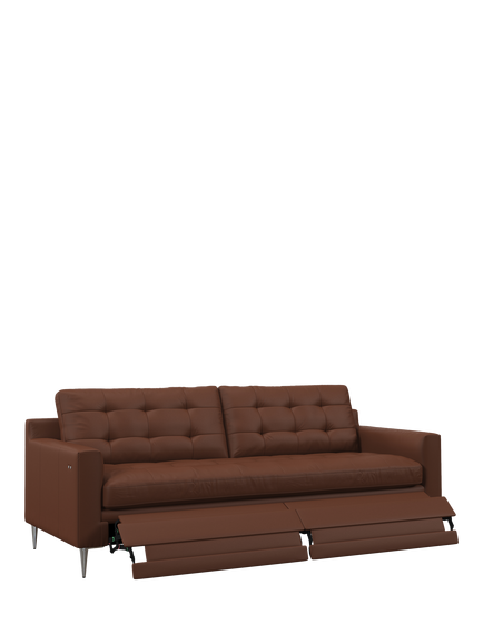John Lewis Draper II Motion Large 3 Seater Leather Sofa, Metal Leg, Matt Chestnut