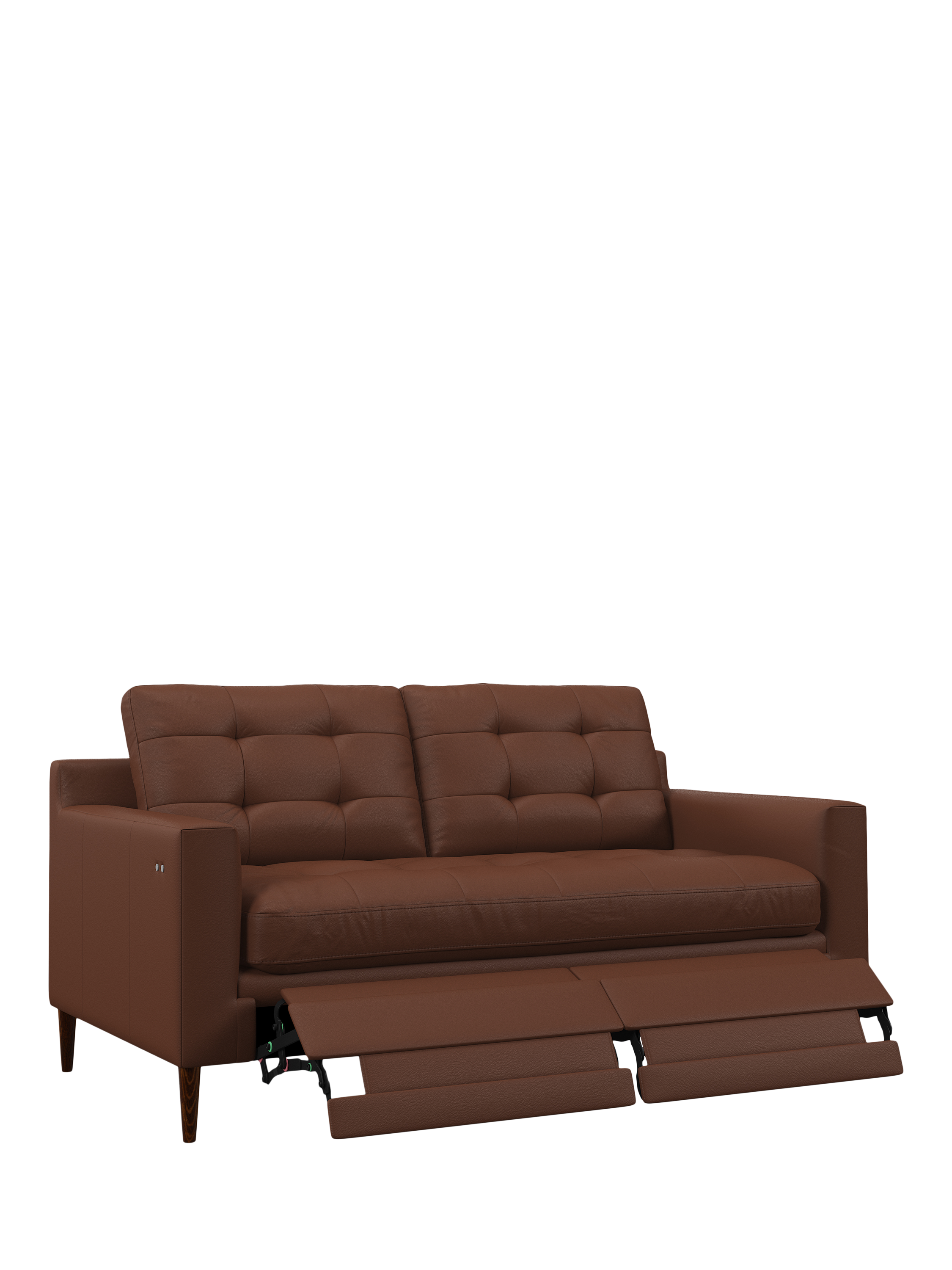 Draper Range, John Lewis Draper II Motion Medium 2 Seater Leather Sofa, Dark Leg, Matt Chestnut