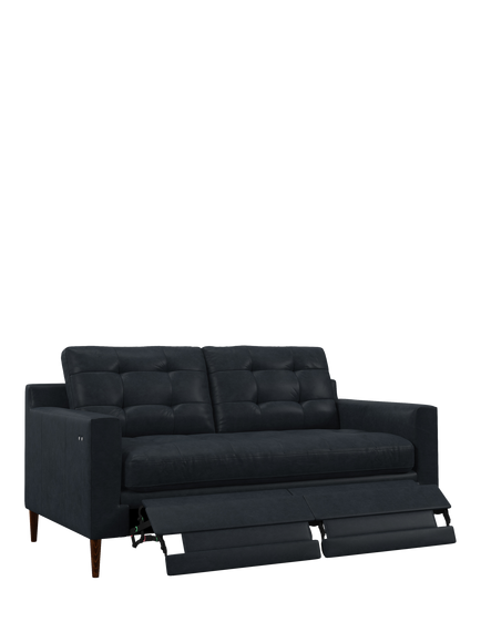 John Lewis Draper II Motion Medium 2 Seater Leather Sofa, Dark Leg, Vintage Jeans