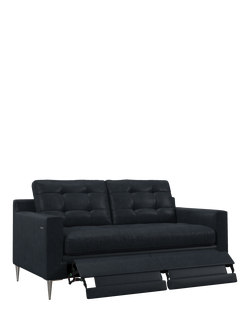 John Lewis Draper II Motion Medium 2 Seater Leather Sofa, Metal Leg, Vintage Jeans