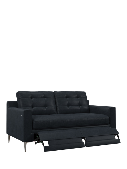John Lewis Draper II Motion Medium 2 Seater Leather Sofa, Metal Leg, Vintage Jeans