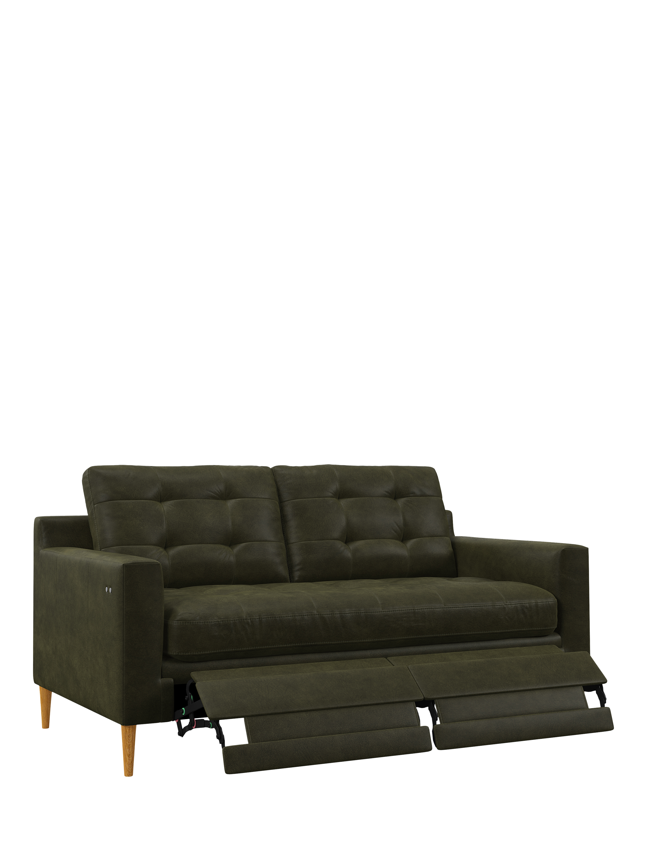 Draper II Range, John Lewis Draper II Motion Large 2 Seater Leather Sofa, Metal Leg, Demetra Green