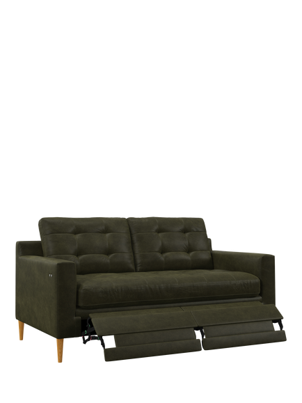John Lewis Draper II Motion Medium 2 Seater Leather Sofa, Light Leg, Demetra Green