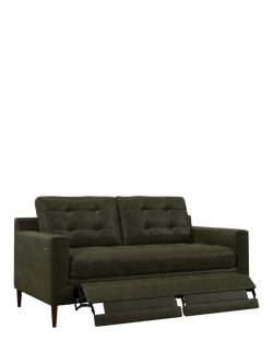 John Lewis Draper II Motion Medium 2 Seater Leather Sofa, Dark Leg, Demetra Green
