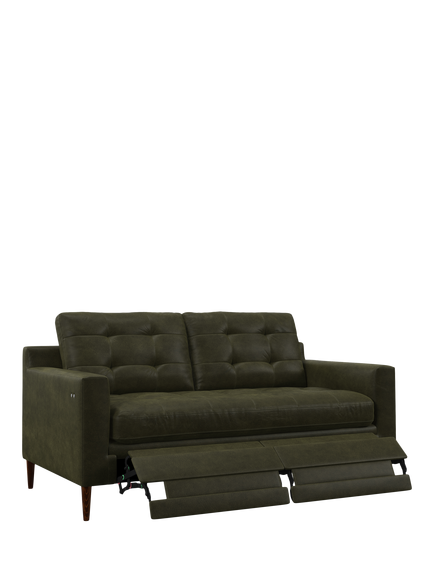 John Lewis Draper II Motion Medium 2 Seater Leather Sofa, Dark Leg, Demetra Green