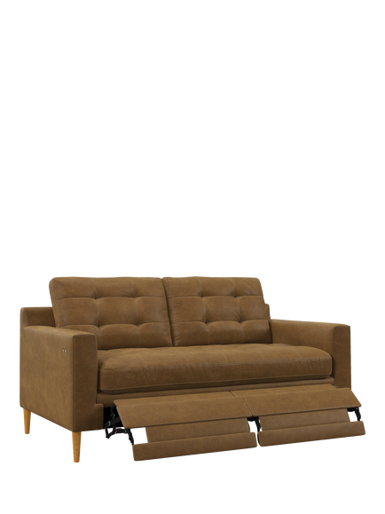 John Lewis Draper II Motion Medium 2 Seater Leather Sofa, Light Leg, Demetra Light Tan