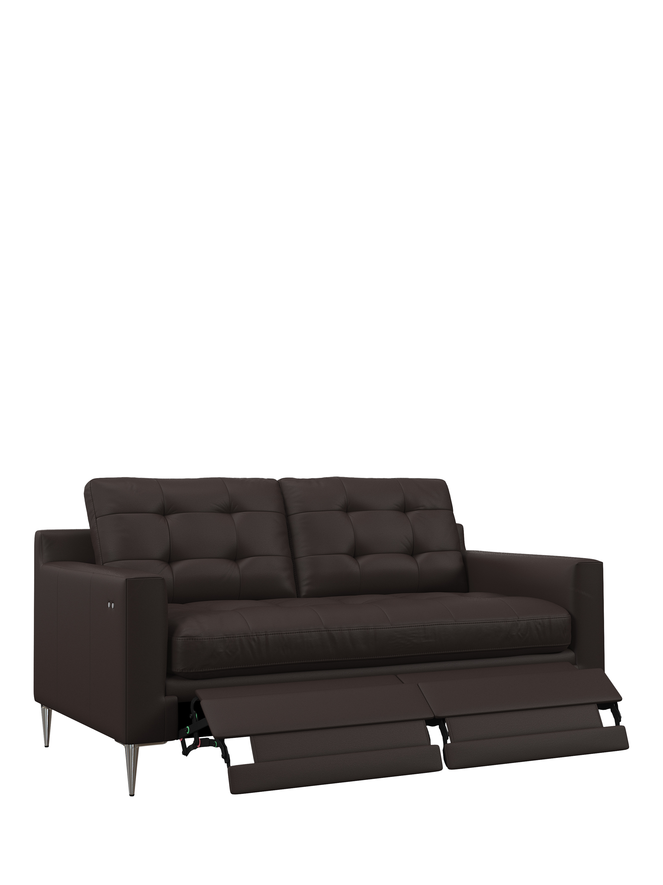 Draper Range, John Lewis Draper II Motion Medium 2 Seater Leather Sofa, Metal Leg, Matt Chocolate