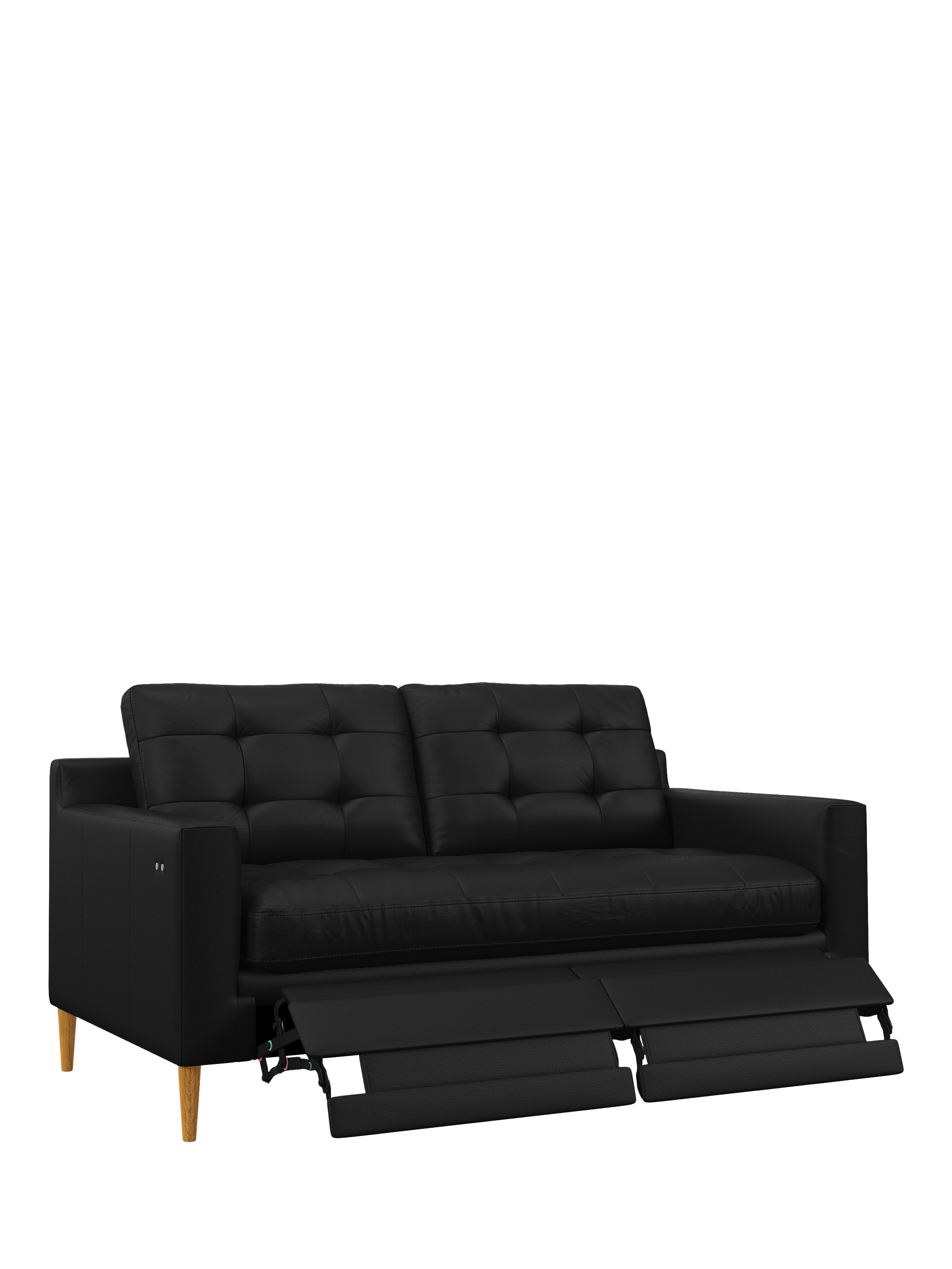 Draper II Range, John Lewis Draper II Motion Medium 2 Seater Leather Sofa, Light Leg, Matt Black