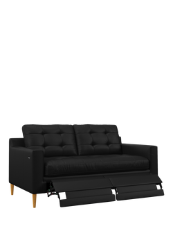 John Lewis Draper II Motion Medium 2 Seater Leather Sofa, Light Leg, Matt Black