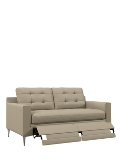 John Lewis Draper II Motion Medium 2 Seater Leather Sofa, Metal Leg, Matt Pearl