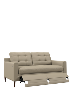 John Lewis Draper II Motion Medium 2 Seater Leather Sofa, Dark Leg, Matt Pearl