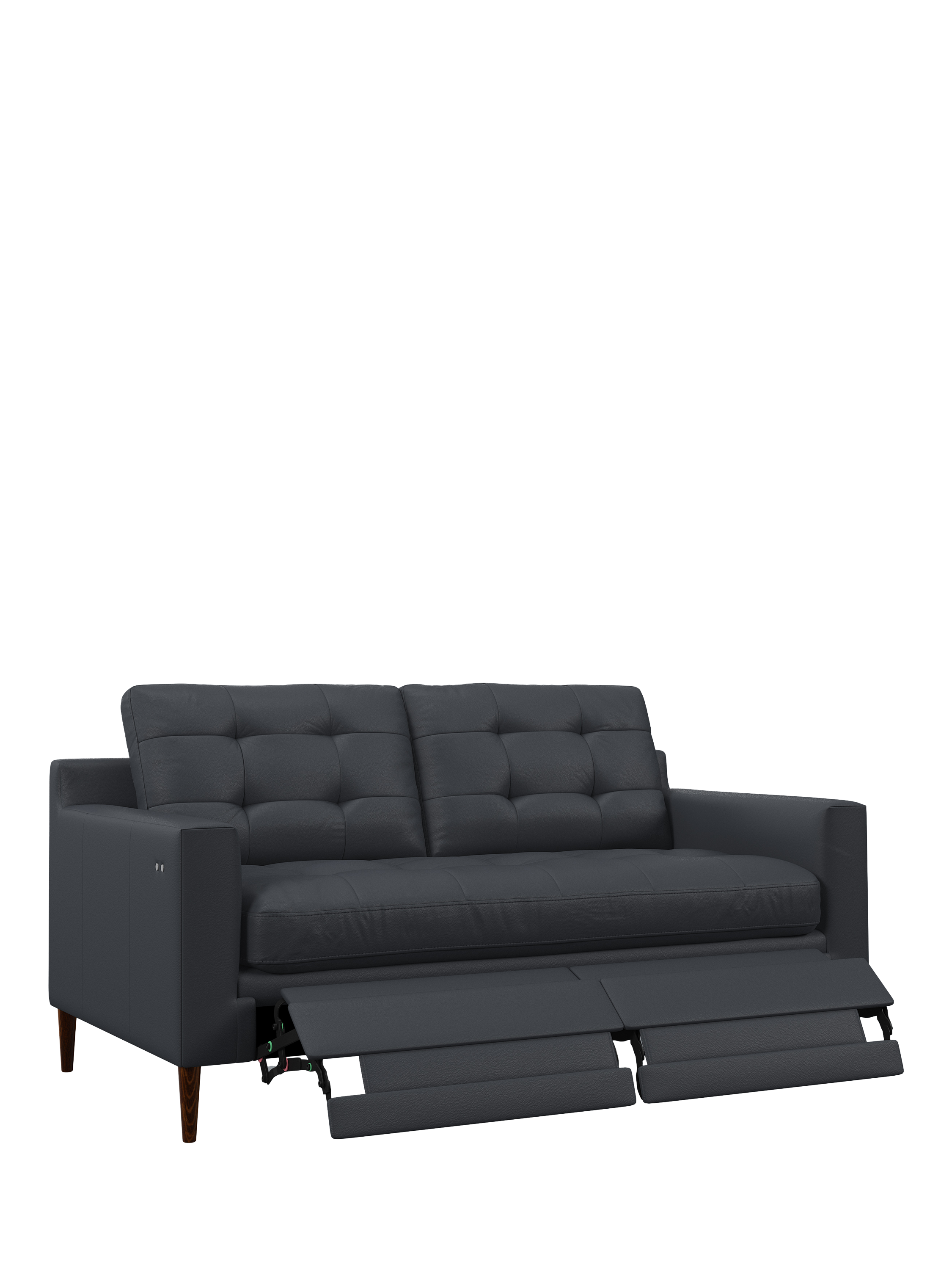 Draper Range, John Lewis Draper II Motion Medium 2 Seater Leather Sofa, Dark Leg, Matt Navy