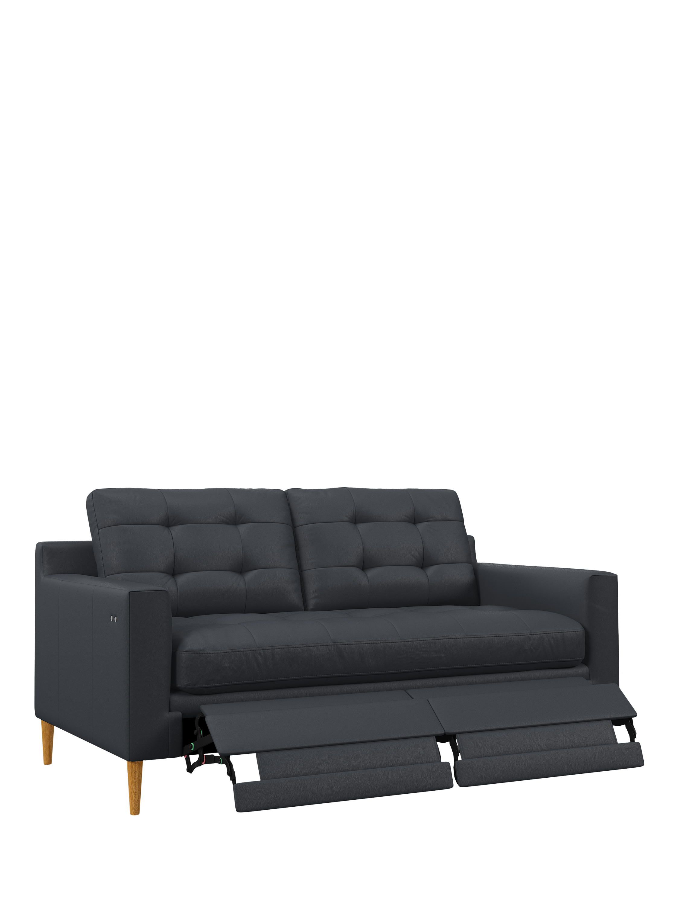 Draper II Range, John Lewis Draper II Motion Medium 2 Seater Leather Sofa, Light Leg, Matt Navy