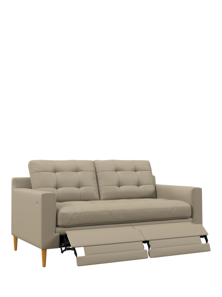 John Lewis Draper II Motion Medium 2 Seater Leather Sofa, Light Leg, Matt Pearl