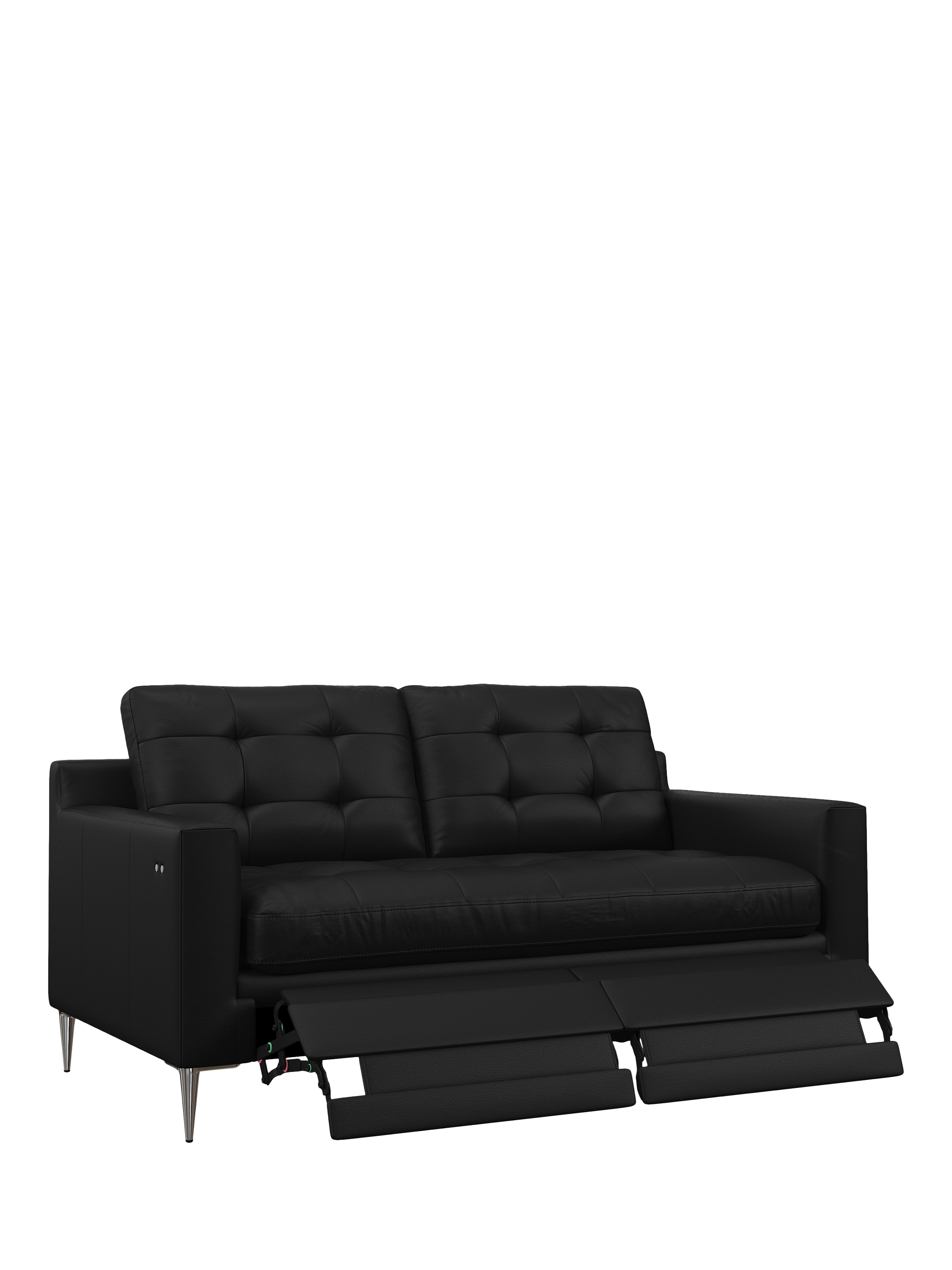 Draper Range, John Lewis Draper II Motion Medium 2 Seater Leather Sofa, Metal Leg, Matt Black