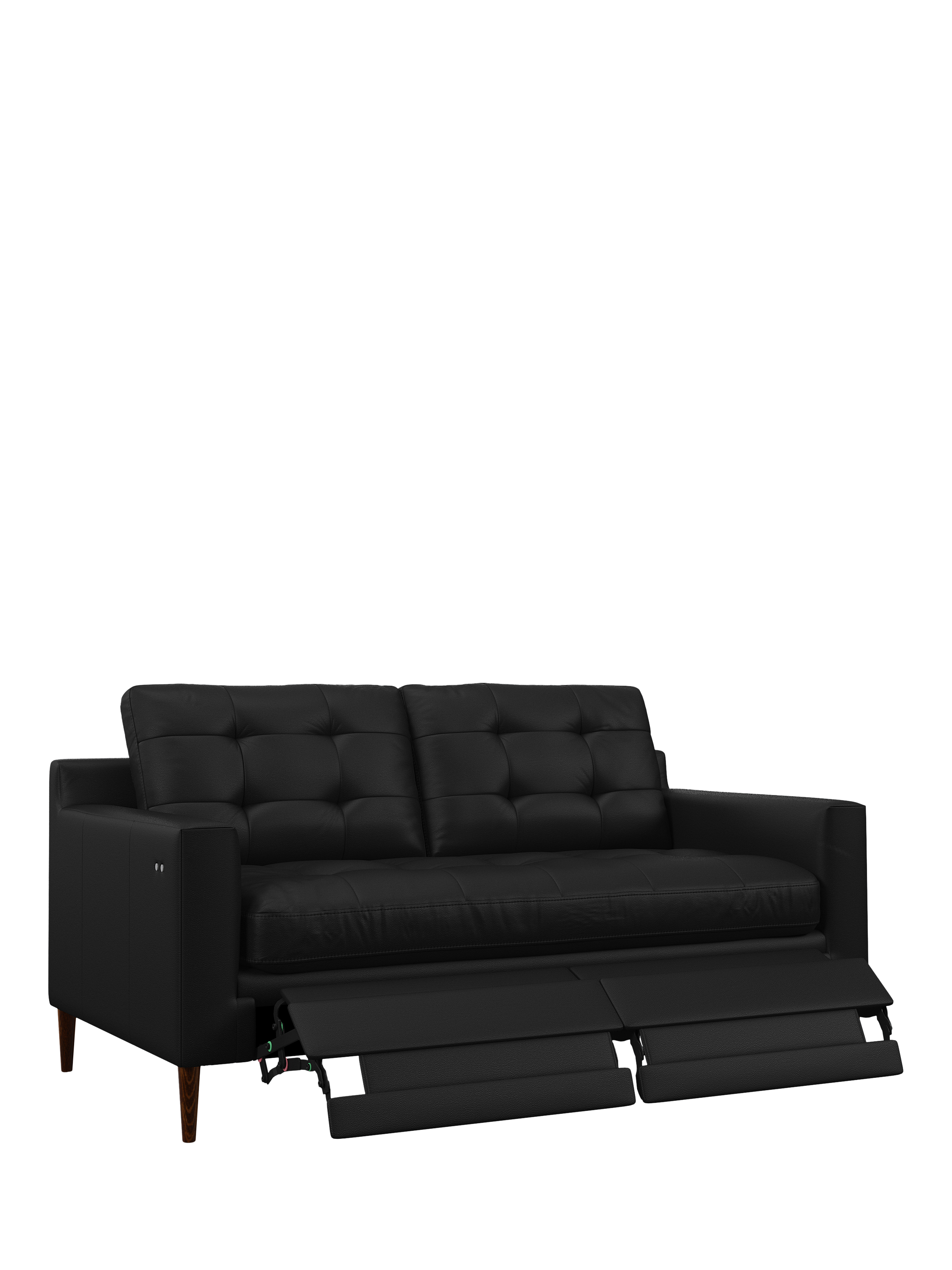 Draper Range, John Lewis Draper II Motion Medium 2 Seater Leather Sofa, Dark Leg, Matt Black
