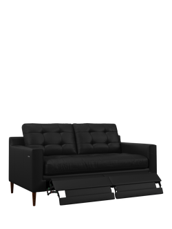 John Lewis Draper II Motion Medium 2 Seater Leather Sofa, Dark Leg, Matt Black