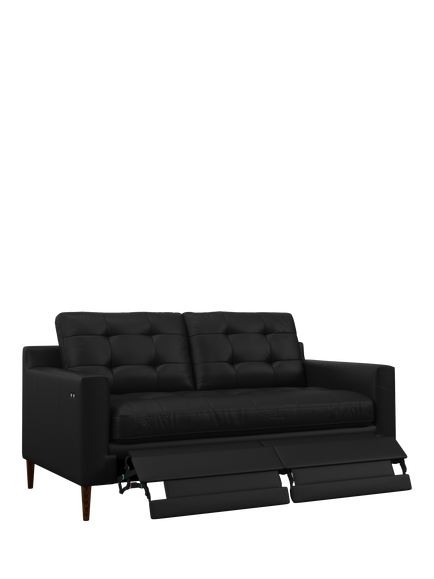 John Lewis Draper II Motion Medium 2 Seater Leather Sofa, Dark Leg, Matt Black