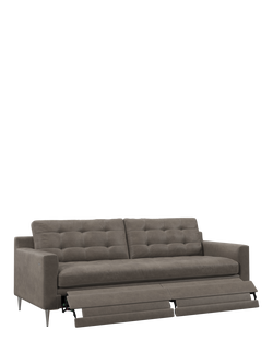 John Lewis Draper II Motion Large 3 Seater Leather Sofa, Metal Leg, Demetra Grey