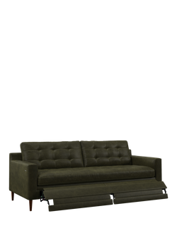 John Lewis Draper II Motion Large 3 Seater Leather Sofa, Dark Leg, Demetra Green