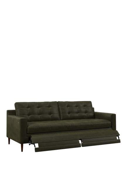 John Lewis Draper II Motion Large 3 Seater Leather Sofa, Dark Leg, Demetra Green