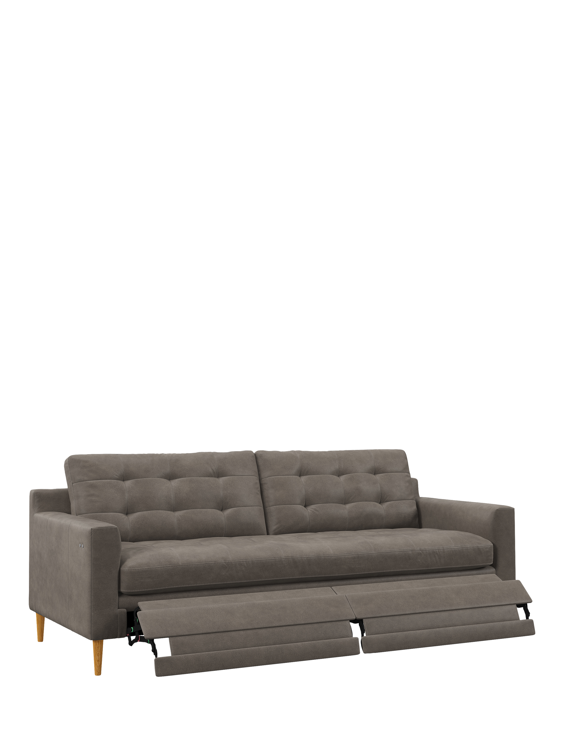 Draper II Range, John Lewis Draper II Motion Large 3 Seater Leather Sofa, Light Leg, Demetra Grey