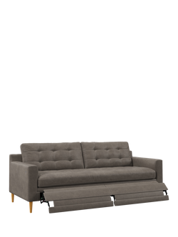 John Lewis Draper II Motion Large 3 Seater Leather Sofa, Light Leg, Demetra Grey