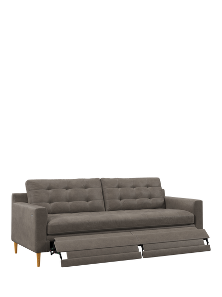 John Lewis Draper II Motion Large 3 Seater Leather Sofa, Light Leg, Demetra Grey