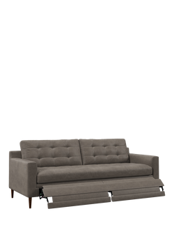 John Lewis Draper II Motion Large 3 Seater Leather Sofa, Dark Leg, Demetra Grey