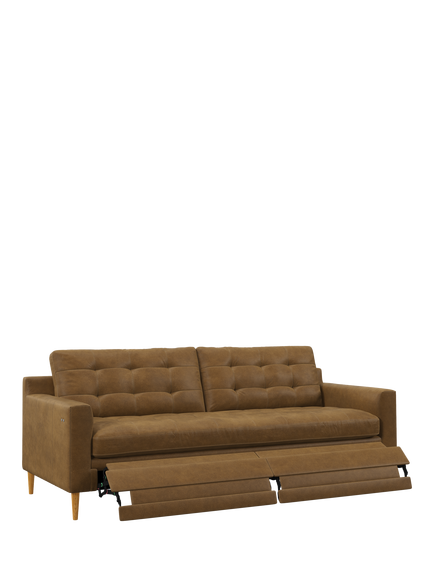 John Lewis Draper II Motion Large 3 Seater Leather Sofa, Light Leg, Demetra Light Tan