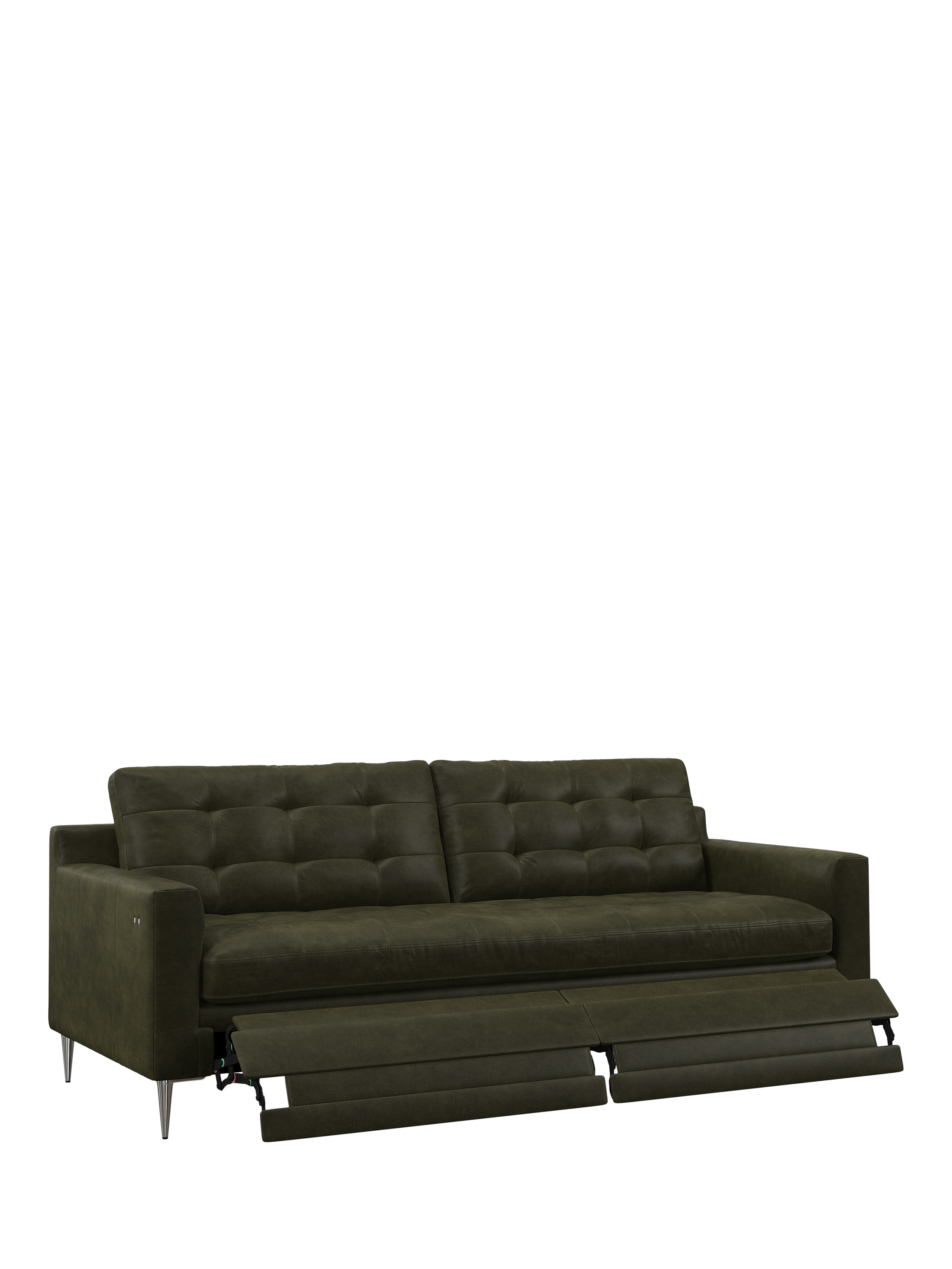 Draper II Range, John Lewis Draper II Motion Large 3 Seater Leather Sofa, Metal Leg, Demetra Green