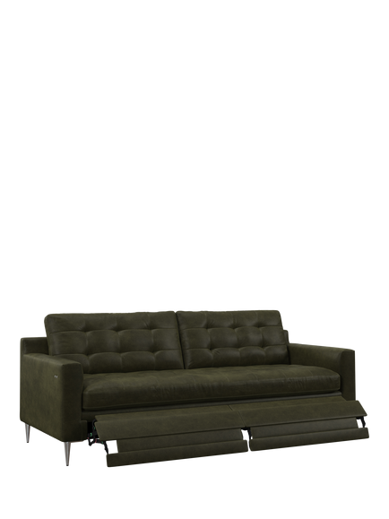John Lewis Draper II Motion Large 3 Seater Leather Sofa, Metal Leg, Demetra Green