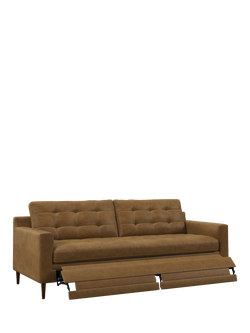 John Lewis Draper II Motion Large 3 Seater Leather Sofa, Dark Leg, Demetra Light Tan