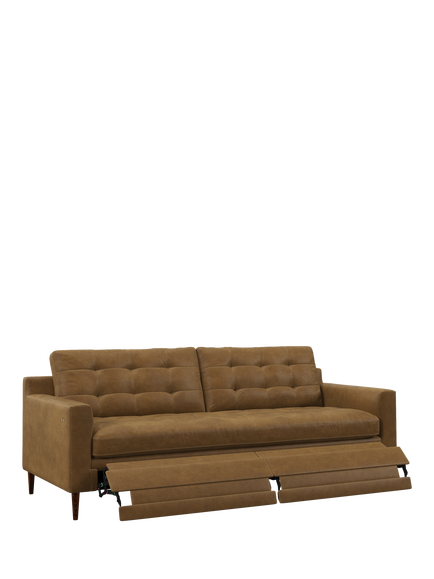 John Lewis Draper II Motion Large 3 Seater Leather Sofa, Dark Leg, Demetra Light Tan